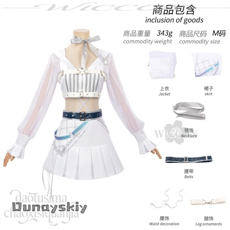 CR6.24*Anime Game Wuthering Waves Idol Groups Solar5 Cosplay Iuno Idol Stage Uniform White Dress Y2K Jirai Kei Lolita Halloween