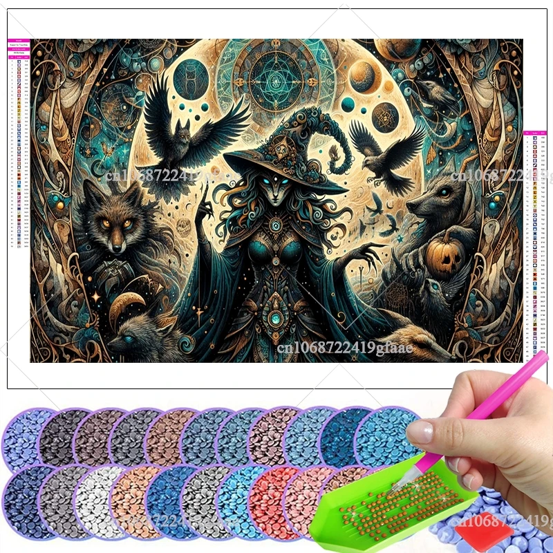 Witchy 5D Diamond Painting Kits Halloween Diamond Dots Art And Crafts Mosaic Cross Stitch DIY Embroidery Wall Art Posters