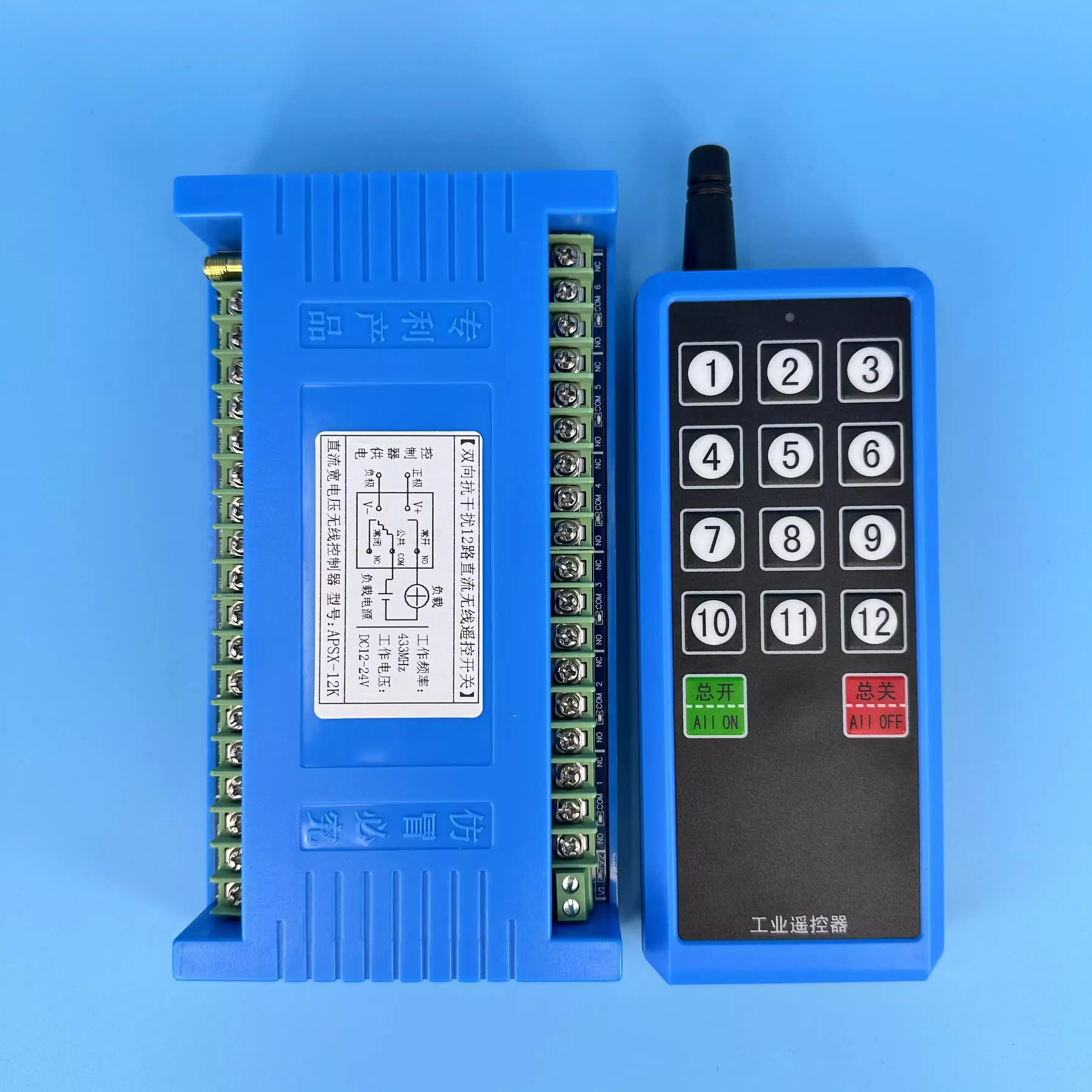 AC220V  10A  12 channel  RF Wireless Remote Control switch Industrial crane switch