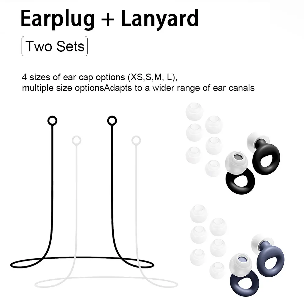 Noise Isolation Ear Guards Pack 2 Pairs Silicone Earplugs Attached Silicone Lanyard Portable Waterproof Ear Plugs for Camping Co