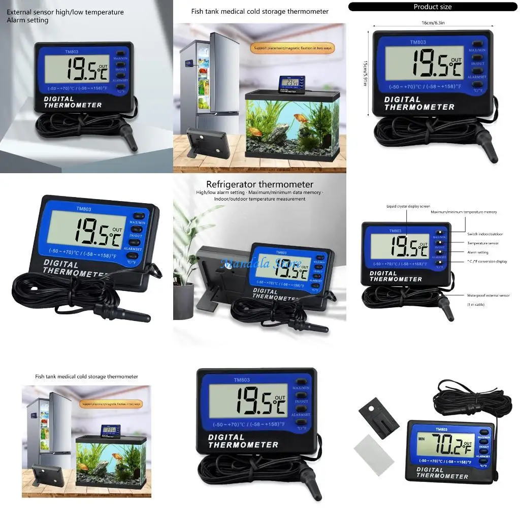

U2JC Multipurpose Digital Thermometers Indoor Outdoor Use Suitable For Freezer, Aquariums, & Box Temperature Control
