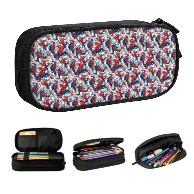 Custom Cute Spider Man Super Hero Pencil Case for Boy Girl Large Capacity Pencil Bag Stationery