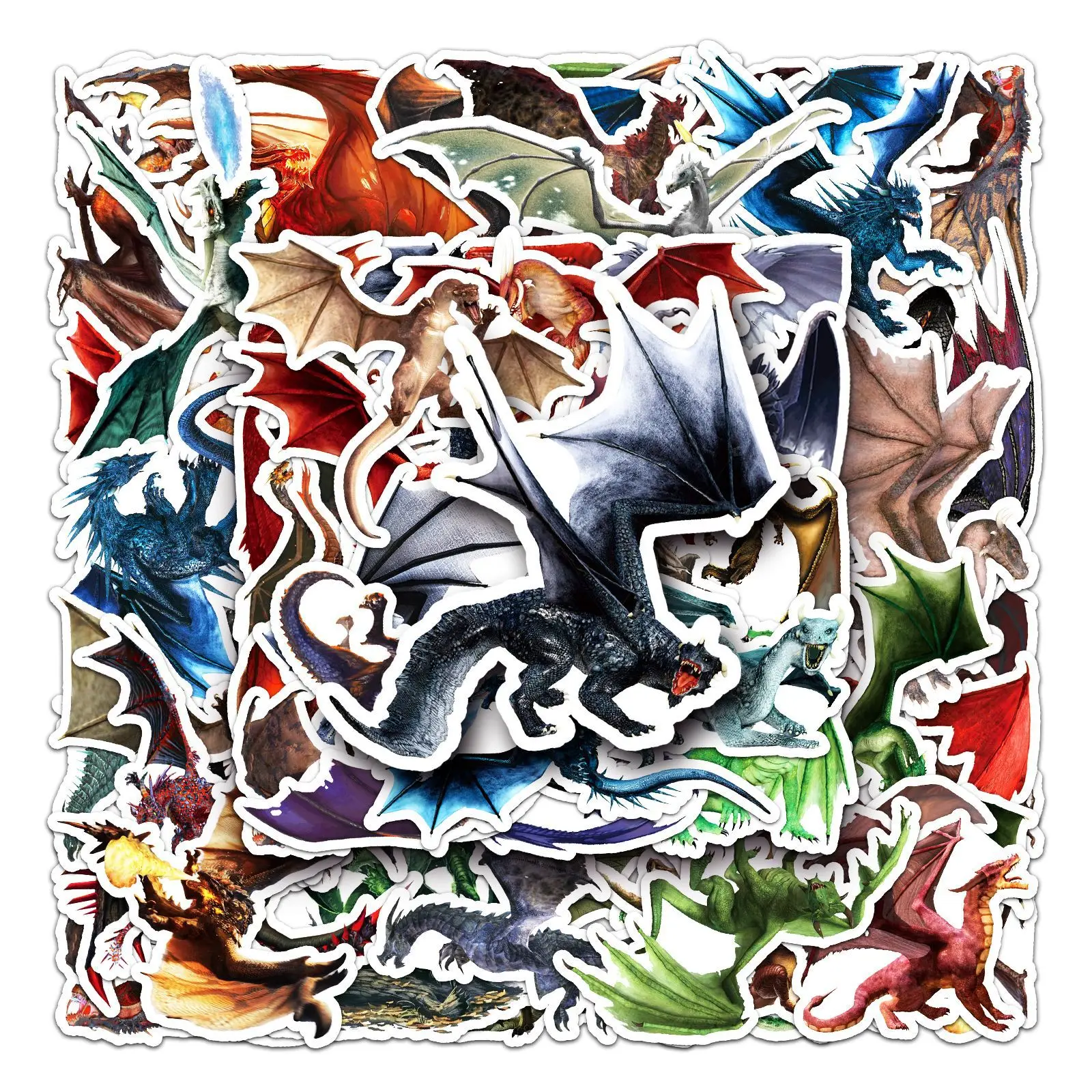 50 Stück Drachen-Graffiti-Cartoon-Aufkleber für Laptops, Handys, Skateboards, Gepäck, verschiedene lustige Aufkleber für Geschenke, Partygeschenke.