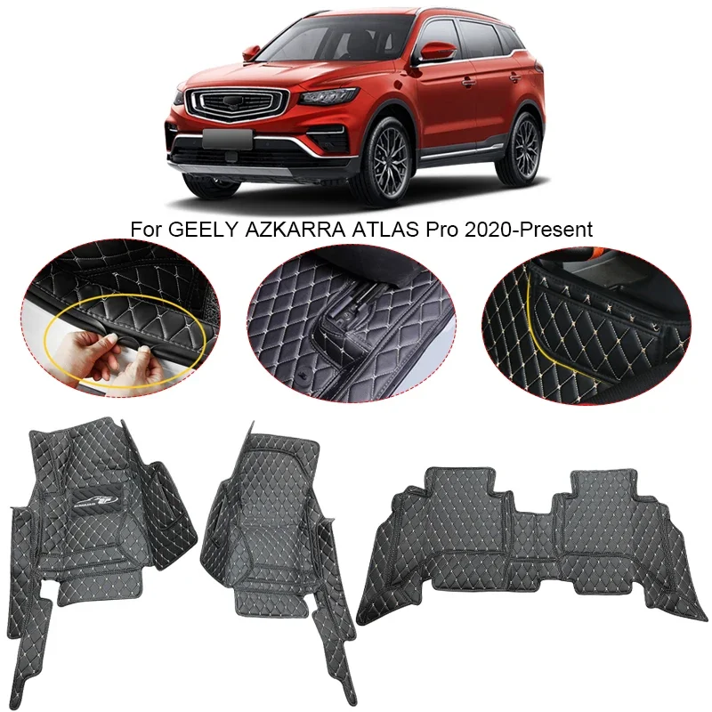 

3D Full Surround для GEELY AZKARRA ATLAS PRO 2020-2025, автомобильный напольный коврик, подушечки для ног, водонепроницаемые аксессуары для ковров из искусственной кожи