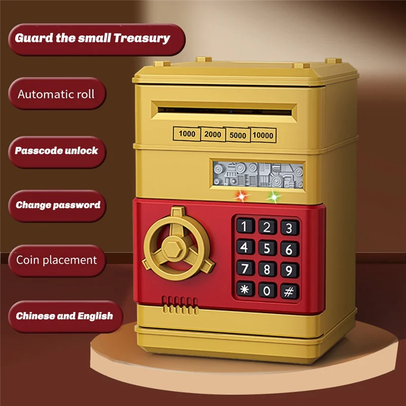 Mini Piggy Bank Children's Safe Forboys/Girls Battery-Free Safe Bank Retrieve Password Box Anti Drop Piggy Bank-Y44A