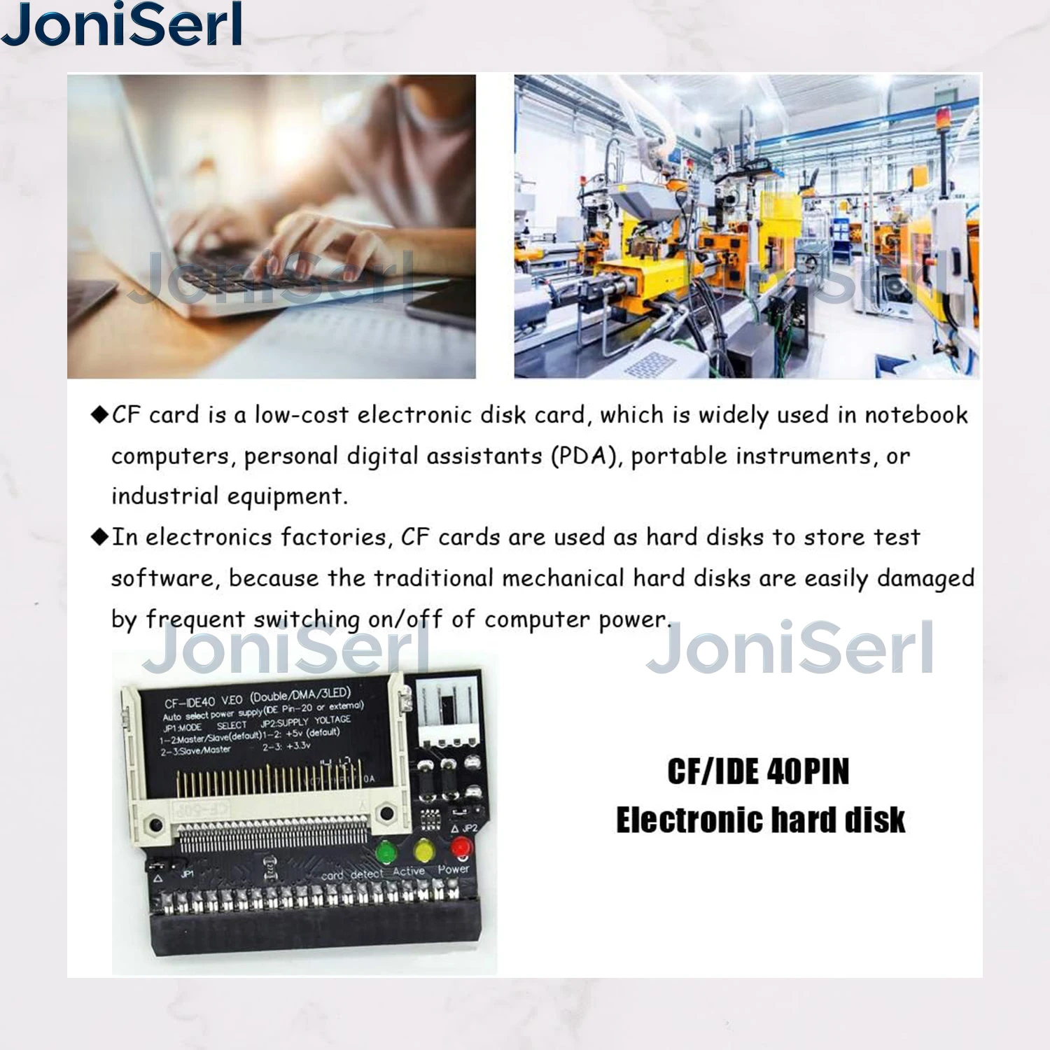 JonISerl Compact Flash CF to 3.5 Female 40 Pin IDE Bootable Adapter Converter Card On-board LED indicator 3.3V 5V Compact Flash
