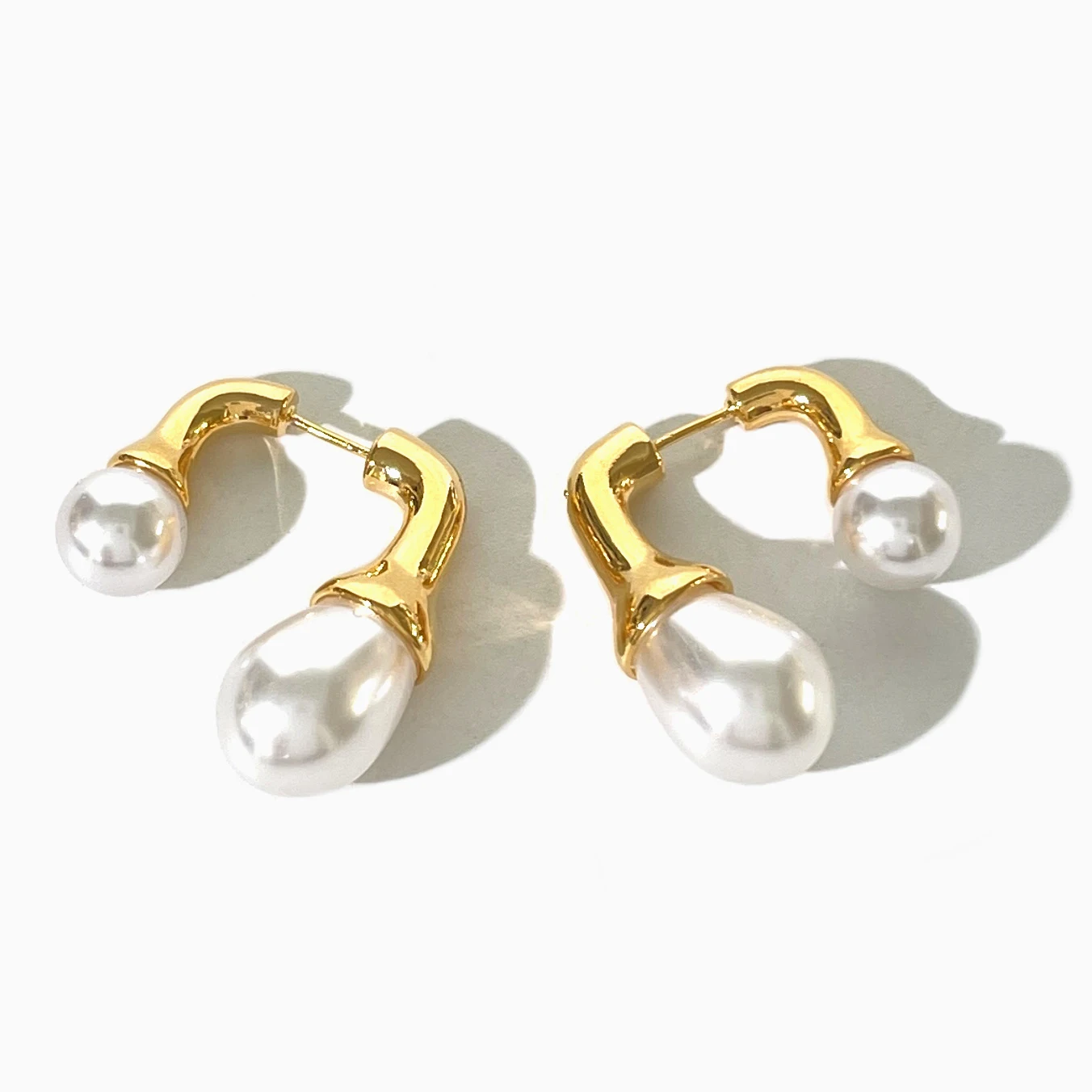 Peri'sbox Fashion Chic Gold Plated Irregular Faux Pearl Front Back Earrings for Women Unique Designer Jewelry Party Accessories
