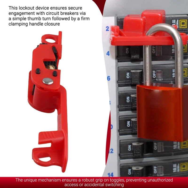 Red Electrical Box Circuit Breaker Lockout, Tagout Breaker Box Lock For Standard Single And Double Toggles