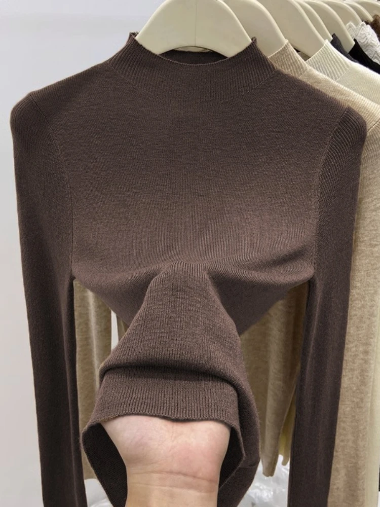 Maglione dolcevita autunno inverno donna 2025 pullover slim solido maglioni casual caldi maglieria moda coreana strato base top