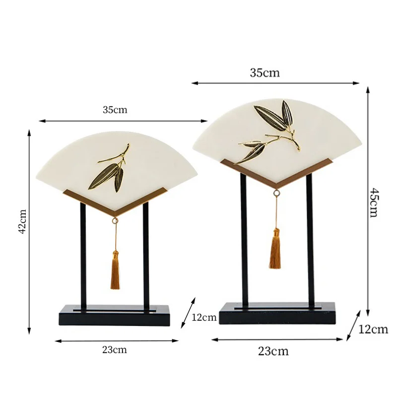 Creative fan resin sculpture with metal base decoration living room furniture accessories home decoration ornament gifts