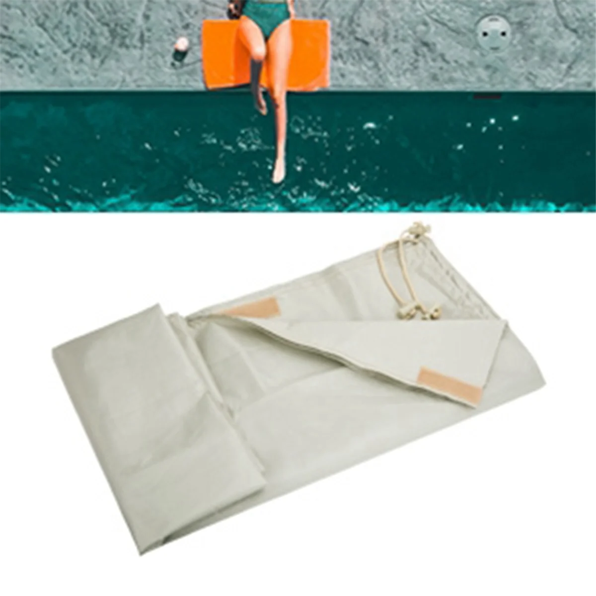 ABGN Крышка катушки для солнечной батареи для бассейна Водонепроницаемая крышка катушки для солнечной одеяла для бассейна Катушка шириной до 18 футов Кремово-белый