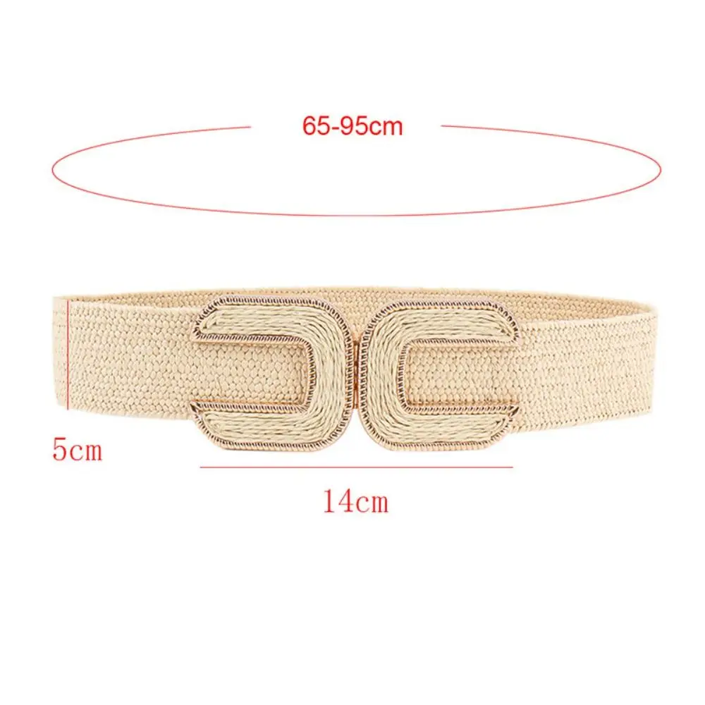 레트로 레트로 스트레치 벨트 넓은 통기성 탄성 허리띠 U 자형 버클 코르셋 허리띠