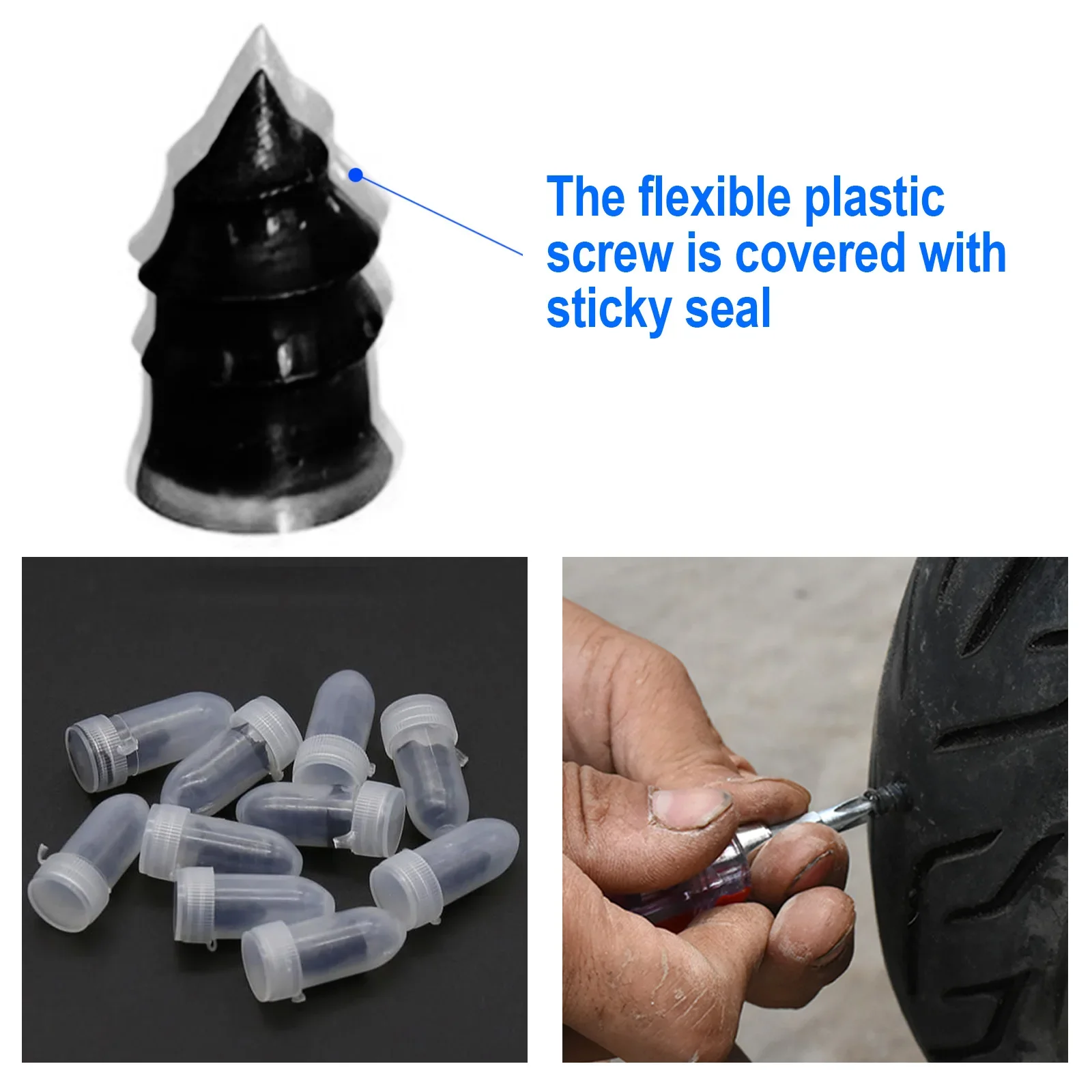 

10x DIY Vacuum Tyre Repair Nail for Car Trucks Motorcycle Scooter Bike Tire Puncture Tubeless Rubber Nails Kit With Screwdriver