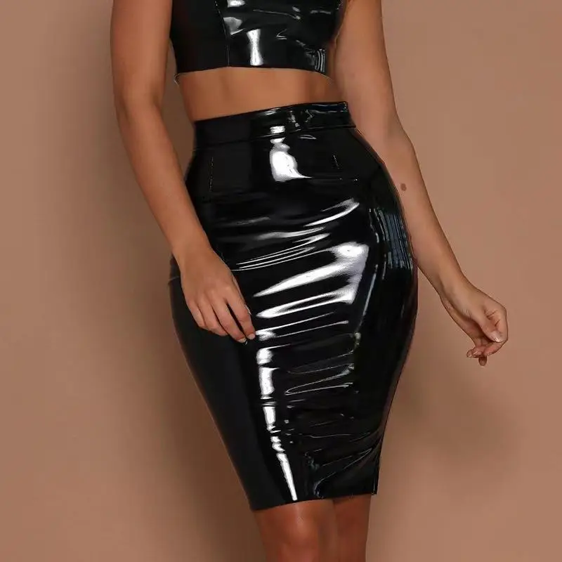 

Women's High Waist Zipper Leather Skirt Multi Size Seasonal Polyester Fiber Outdoor Indoor Wear Summer 2023 Faion Trend