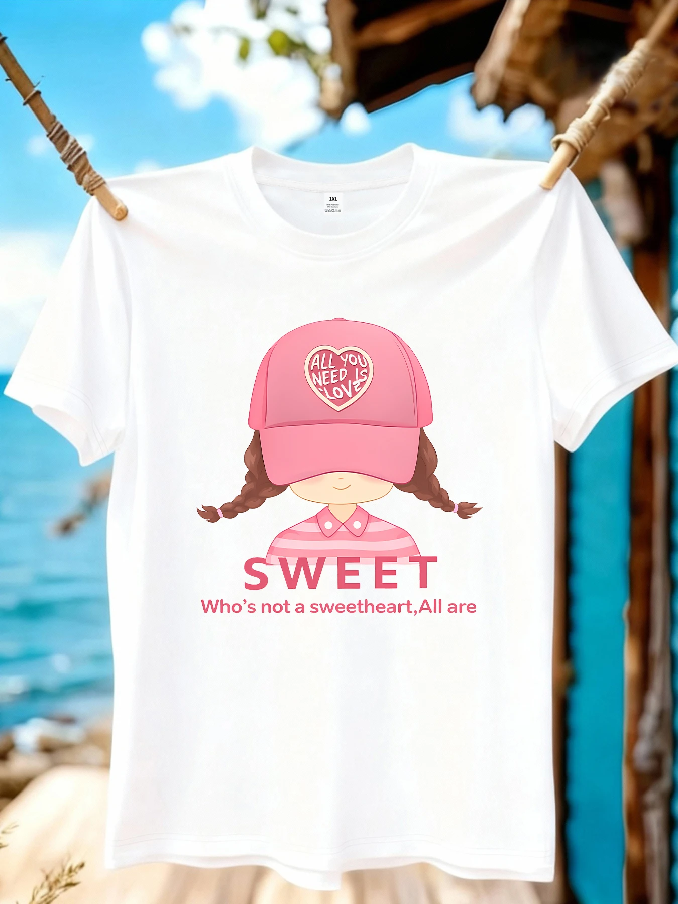 

【WZM109114】Женская футболка больших размеров с принтом «Милая маленькая девочка», с круглым вырезом, летняя, повседневная, с короткими рукавами, в уличном стиле, универсальная.