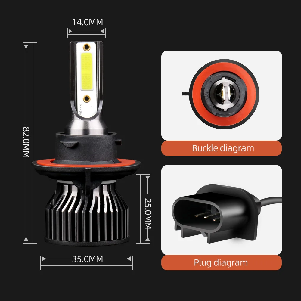 H13 Hi/Lo Beam LED Headlights 15000LM 1:1 Halogen Size Car Headlamps COB Chips Drving 12V LED Lights