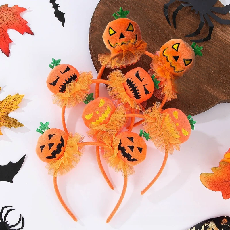 

Halloween Cute Pumpkin Headband Kids Party Hair Accessories Lace Hairband Photo Prop Cosplay bandeau Cheveux 코스프레