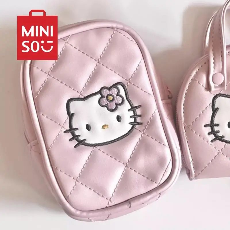 New Kawaii Anime Japanese and Korean cute angel Kitty diamond grid storage bag Hello Kitty card camera bag CCD storage bag