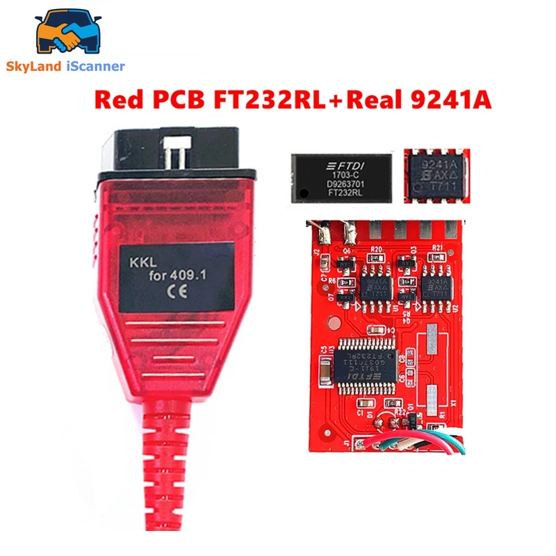 

2024 New 10PCS VAG409 KKL Chip FT232RL 9241A Red Housing PCB For Audi/Seat/Volkswagen/Skoda with FTDI OBD2 Diagnostic Scanne