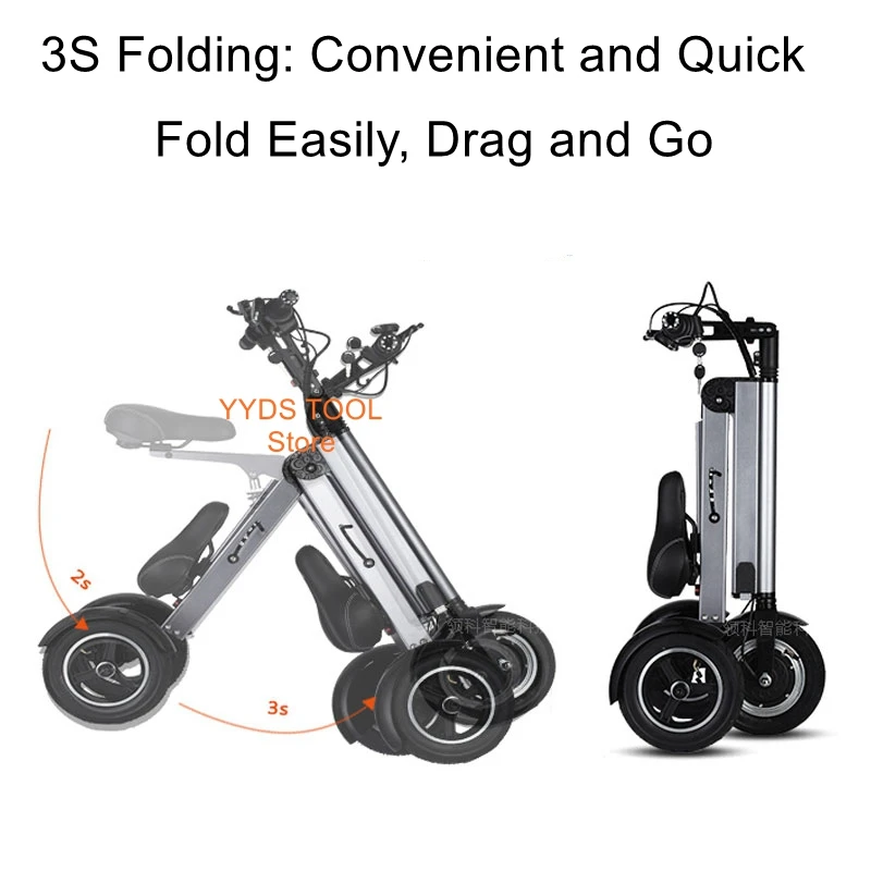 

Сверхлегкий складной электрический велосипед для взрослых с литиевой батареей, портативный электрический трехколесный велосипед, компактный электрический скутер