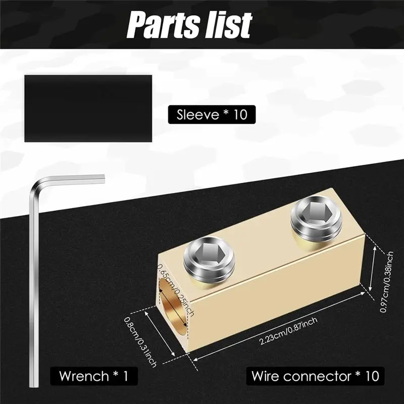 DTA4 10Pcs 60A Copper Wire Connector for Nut Kit Waterproof Splicing Terminal with Heat Shrink Tube & Wrench