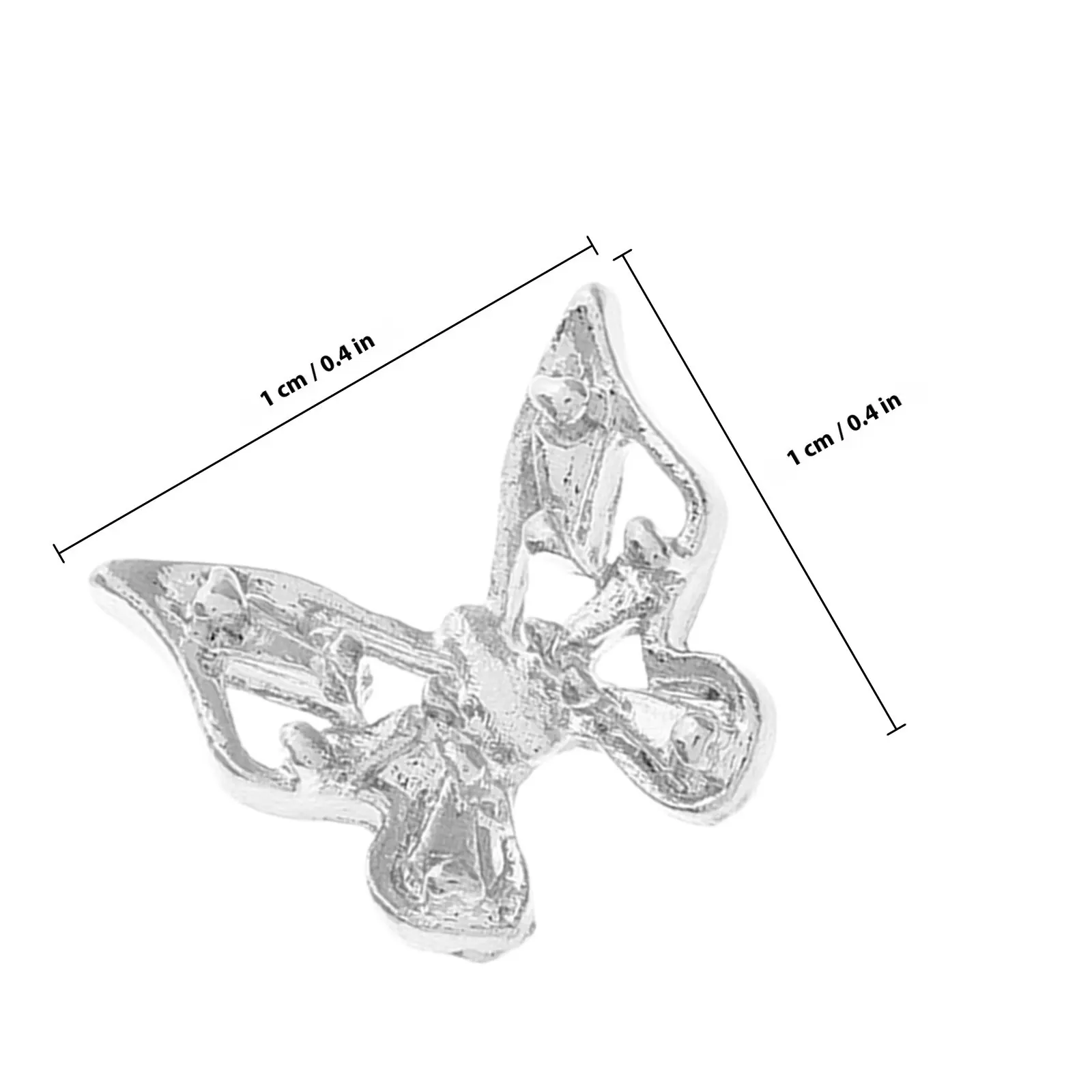30Pcs Butterfly Nail Charms Silver Hollow 3D Bow Metal Nail Rhinestones Easy to Apply for DIY Manicure Decorations