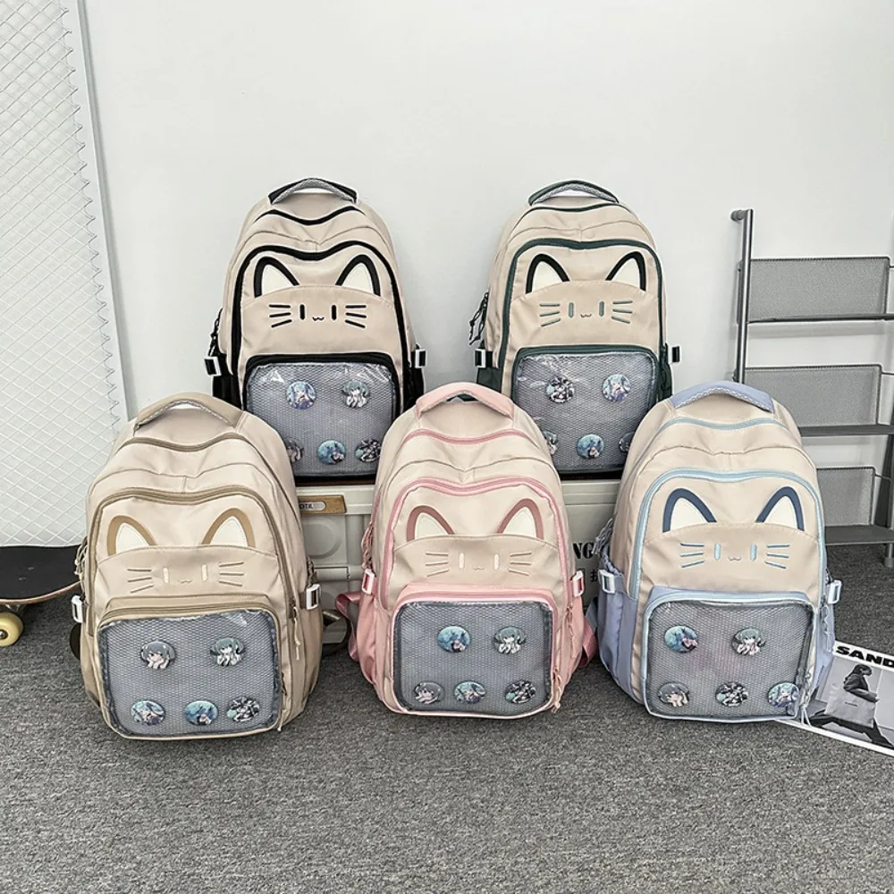 

Kawaii вышивка мультфильм Ita сумка в консервативном стиле милый прозрачный карман Itabag Cat большая вместительная школьная сумка для девочек