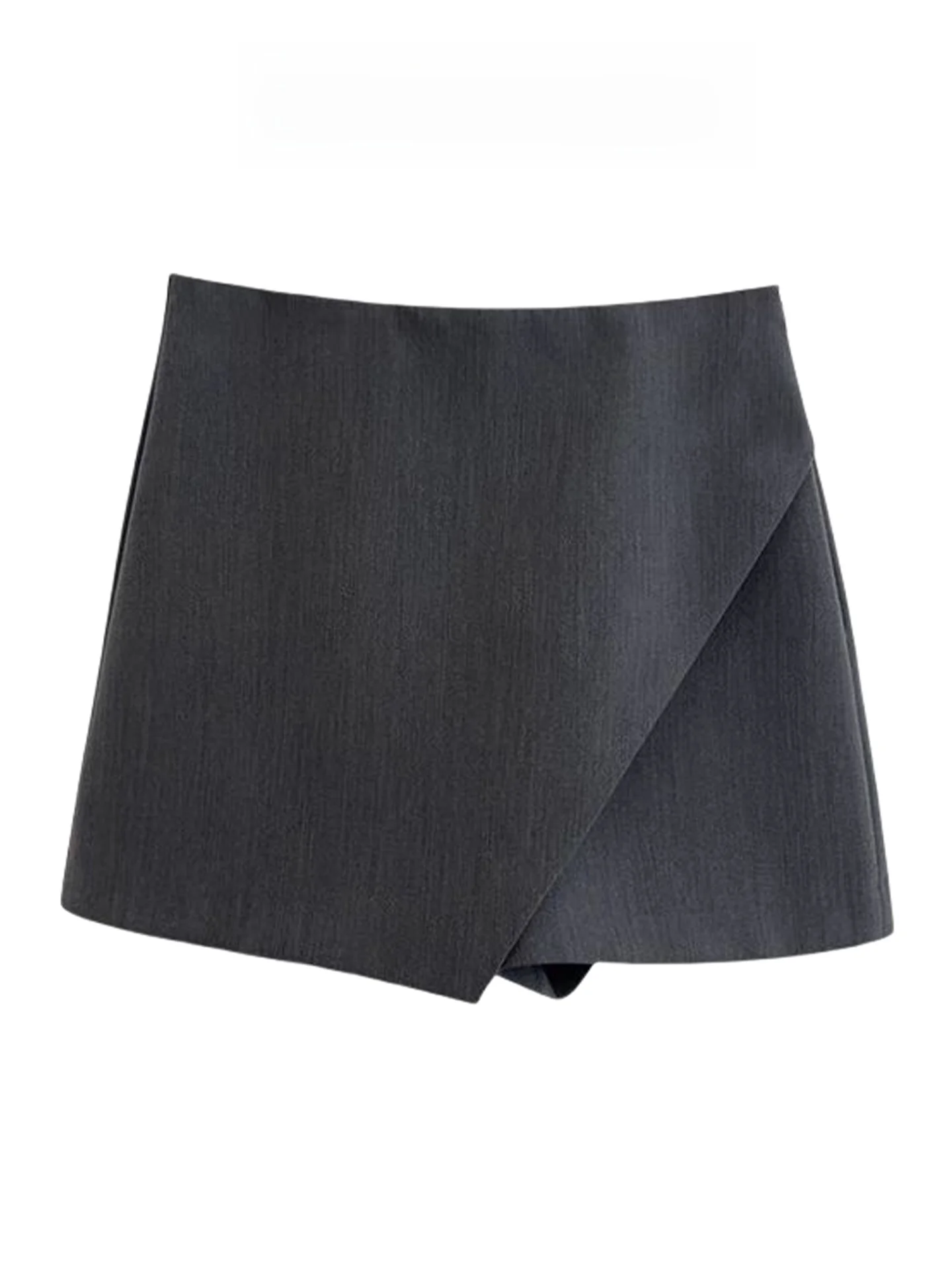 Gray Asymmetrical Suit Half Skirt Pants Women Summer College Spicy Short Casual A-Line Skirt Anti-Light Walking  Skirt