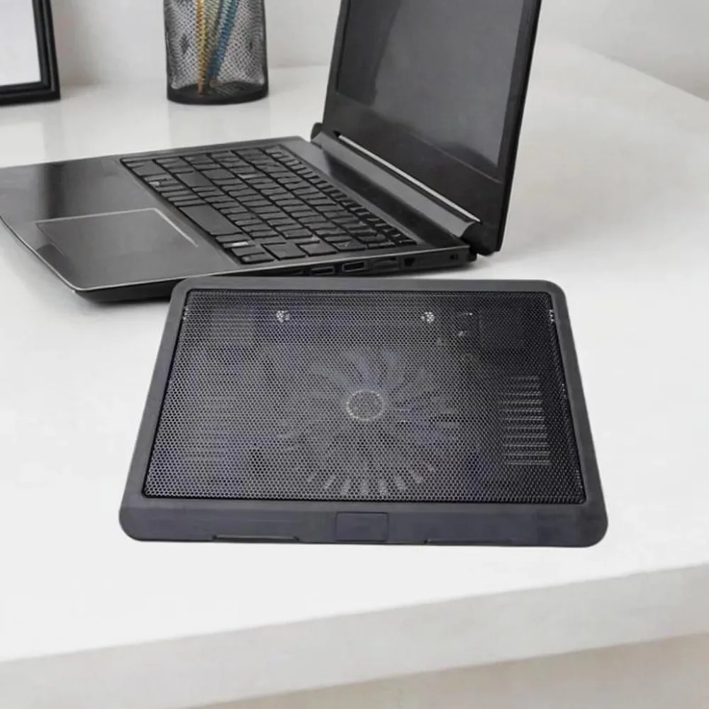 Portable Adjustable Laptop Cooling Pad USB Port Metal Mesh Notebook Cooler LED Light Laptop Cooler Fan Dormitory
