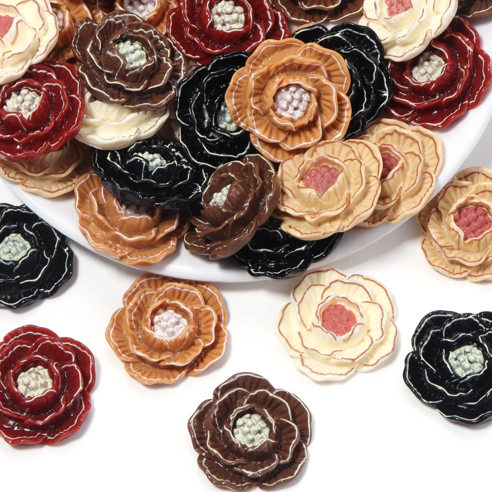 20 Stück/Set ABS Kamelienblüten Cabochons Flache Blumenperlen für DIY Kleidung, Schuhe, Hüte, Haarnadeln, Schmuckherstellung Zubehör – Detail 6
