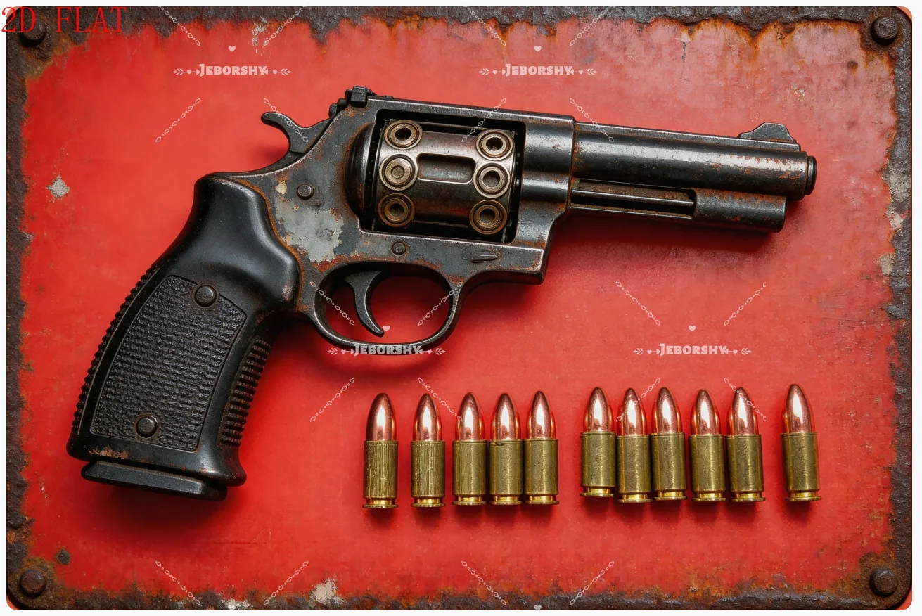 Pistol Metal Sign, Military Style Wall Decor, Ideal for Man Cave, Home, Garden & Military Themed Wall Art