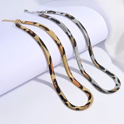 ZHUKOU Popular Fashion Hip-hop Style Unisex Couple Leopard Snake Print Necklace 18K Golden-plated Brass Metal Jewellery:VL576