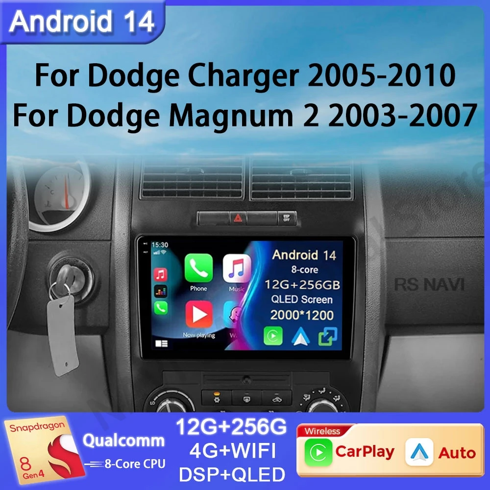 Android 14 For Dodge Charger LX 2005 - 2010 For Dodge Magnum 2 2003 - 2007 Car Radio Navigation GPS Multimedia Video Player Auto