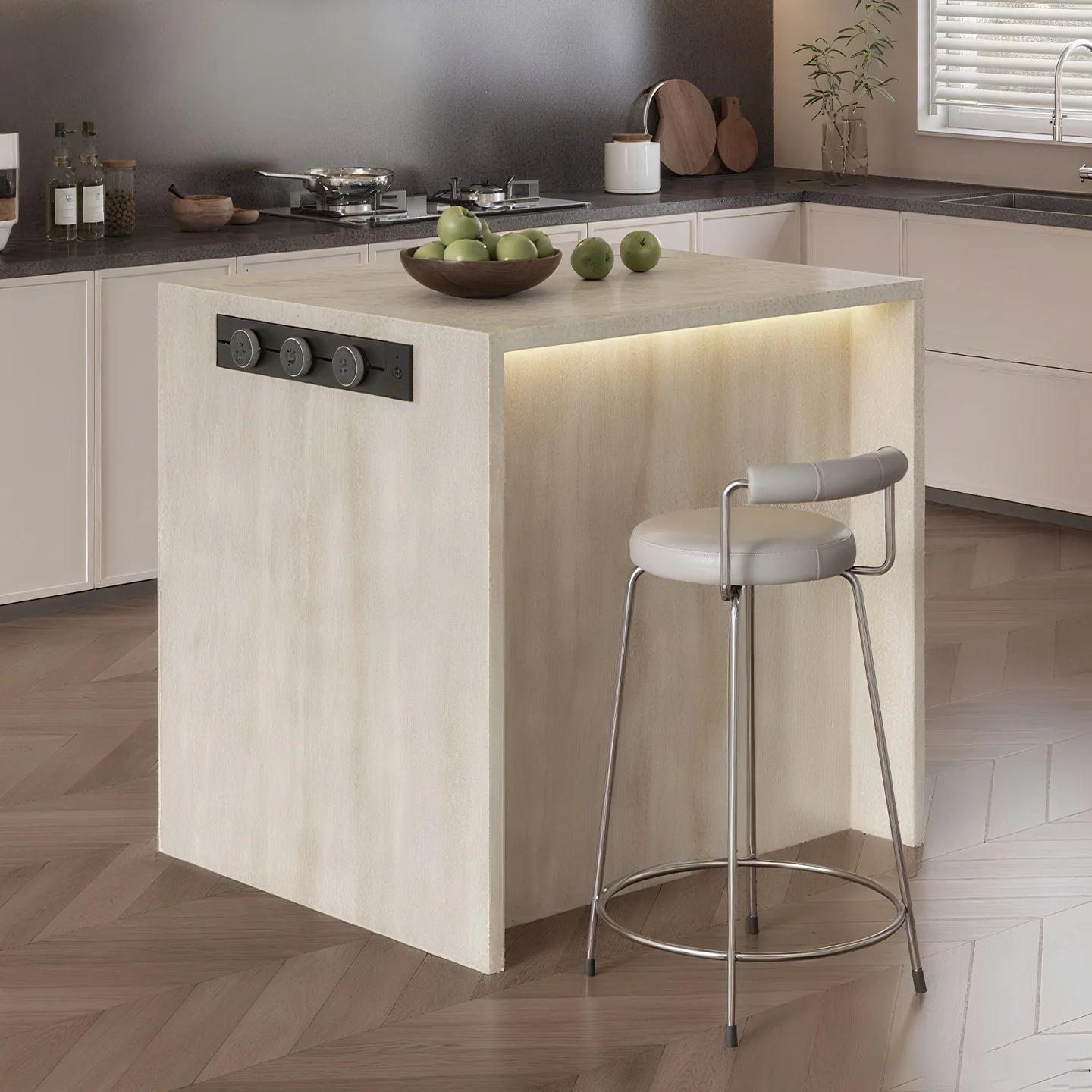 

High-end rock slab island dining table cabinet is extremely narrow, separate locker, household removable bar integrated