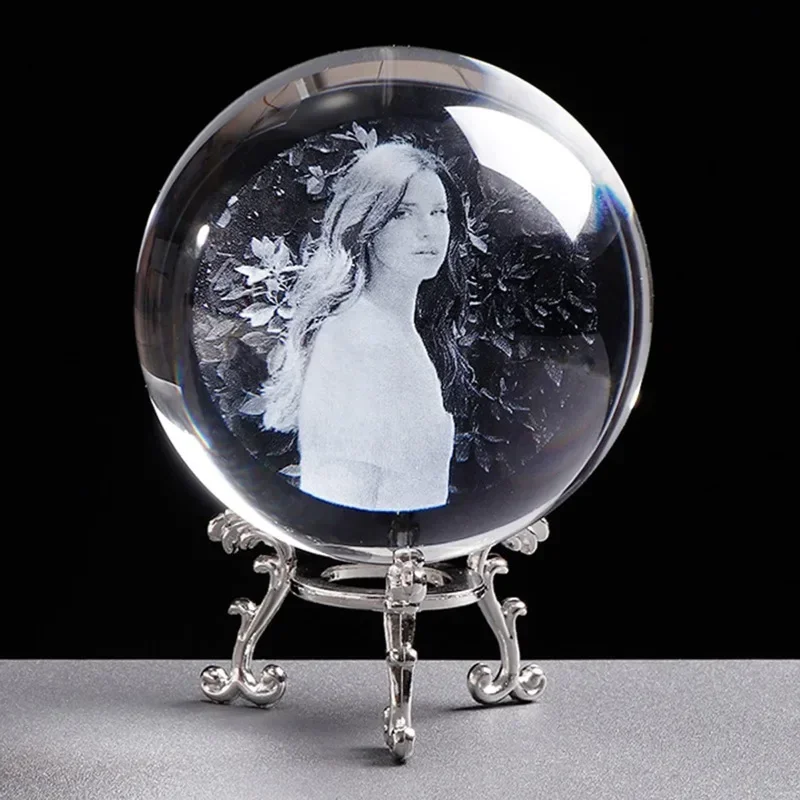 Gepersonaliseerde aangepaste hartvormige kristallen fotolijst 3D lasergegraveerde baby familie huisdieren afbeelding glas souvenir cadeau woondecoratie