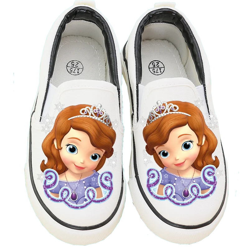 Disney Children\'s Canvas Shoes Girls Spring And Summer Cartoon Princess Sports Shoes Sneakers low-cut Frozen Shoes Size 25-36