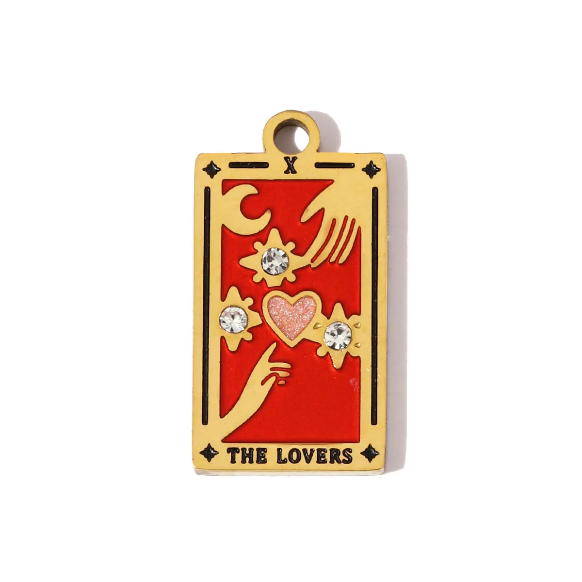 3 قطعة/الوحدة الفولاذ المقاوم للصدأ المينا التارو بطاقات قلادة المعلقات الساعة الرملية العين تاج Charms بها بنفسك سحر النساء القمر الشمس ستار مجوهرات