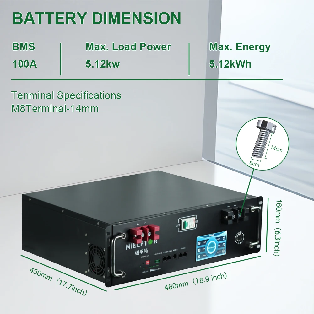 New 48V 100Ah 200AH 300Ah LiFePo4 Battery Pack 51.2V 5kw Lithium Iron Phosphate Battery 16S 100A Smart BMS 48V 50AH Pack No Tax