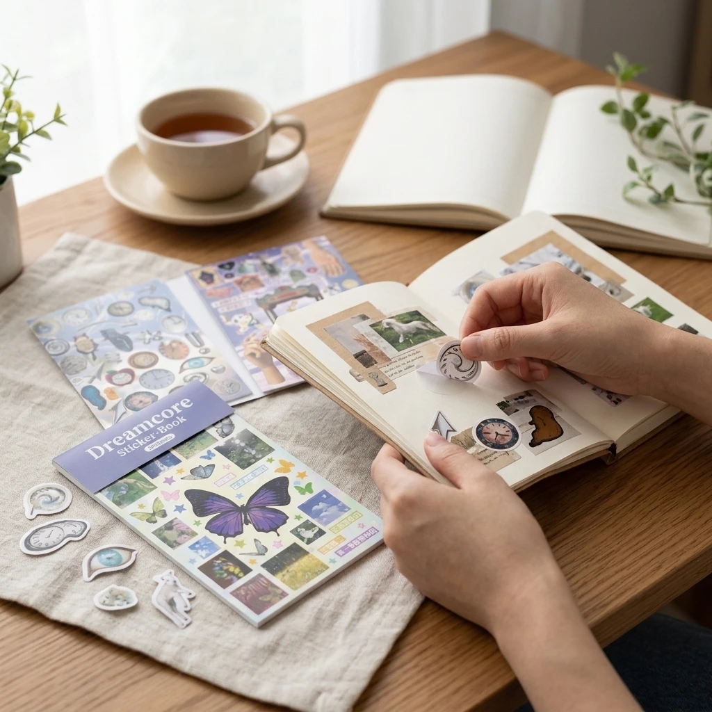 Journaling Sticker Book Dreamcore Aesthetic Collage Set for Scrapbooking Phone Back Card Deco Matte Coated Paper 30 Sheets