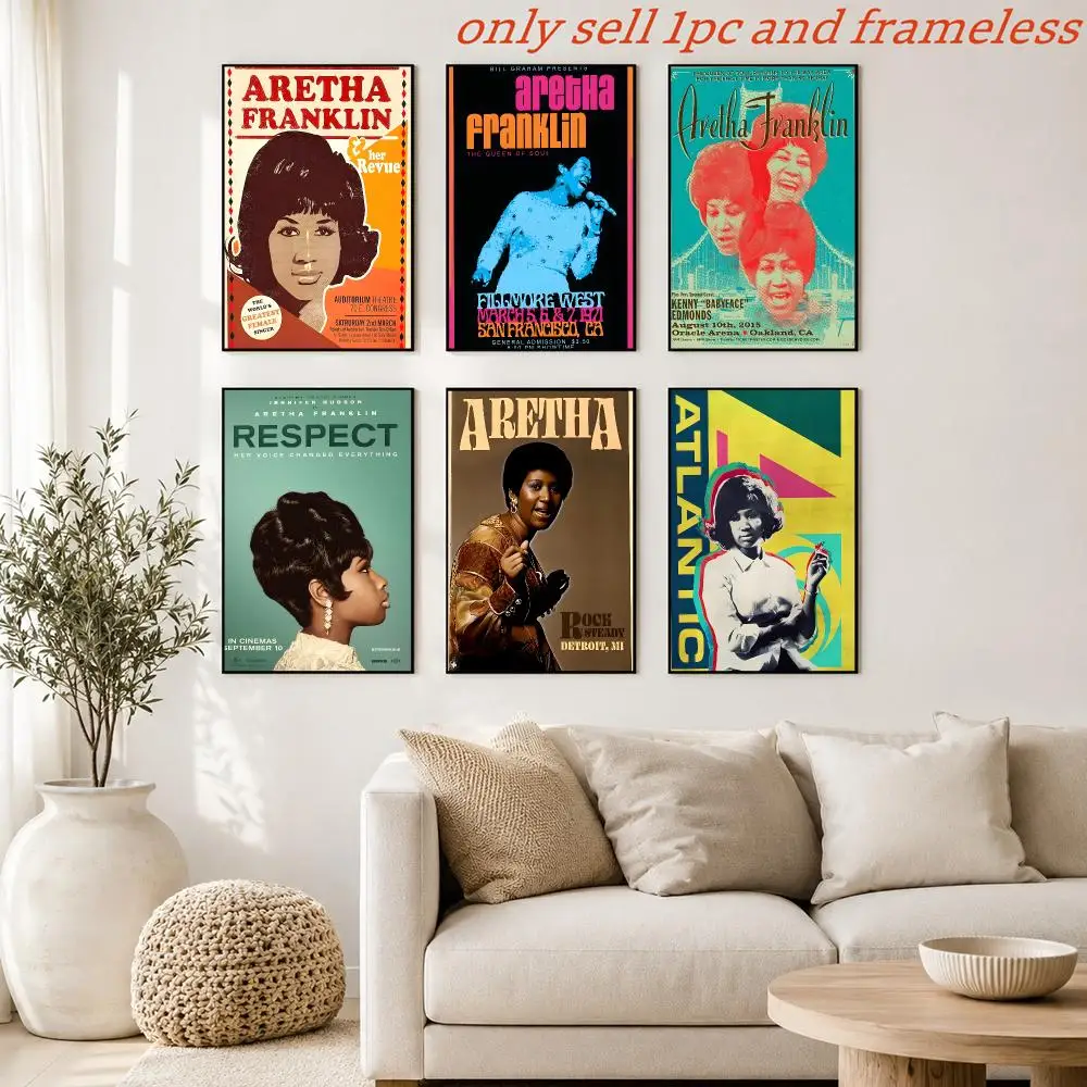 Queen of Soul A-Aretha Franklin Poster Print Home Living Room Bedroom Entrance Bar Cafe Art Painting Decora