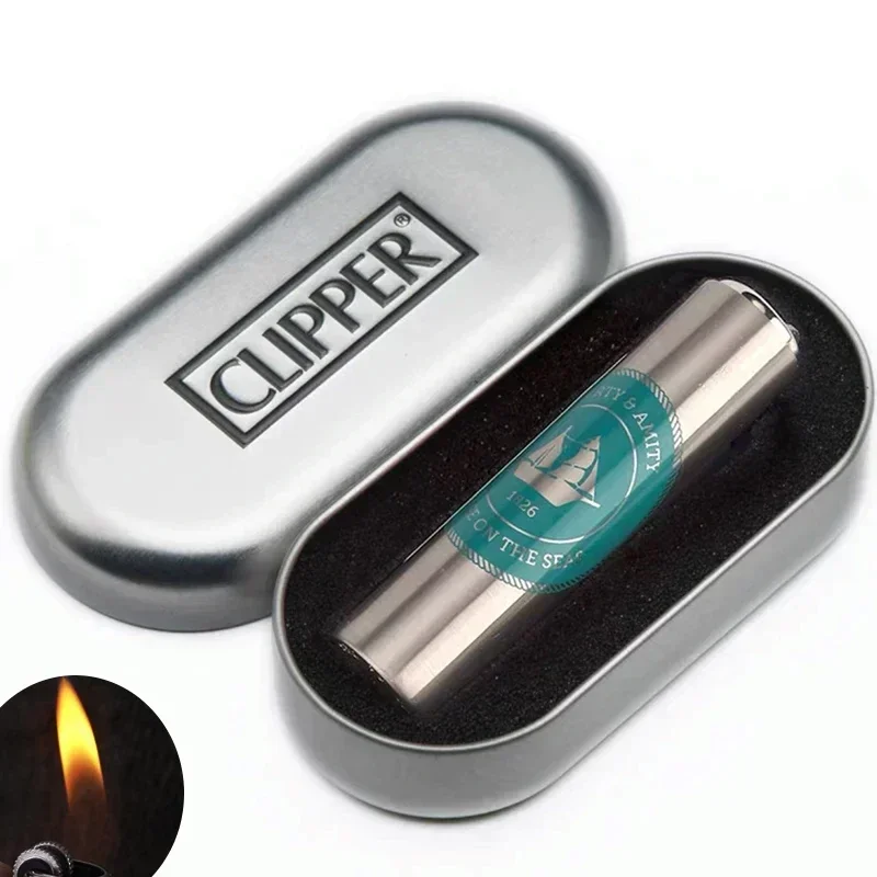 Nieuwe Clipper Spades Een Draagbare Slijpschijf Flint Opblaasbare Aansteker Metalen Vuurloze Butaangas Jet Aansteker met Geschenkdoos
