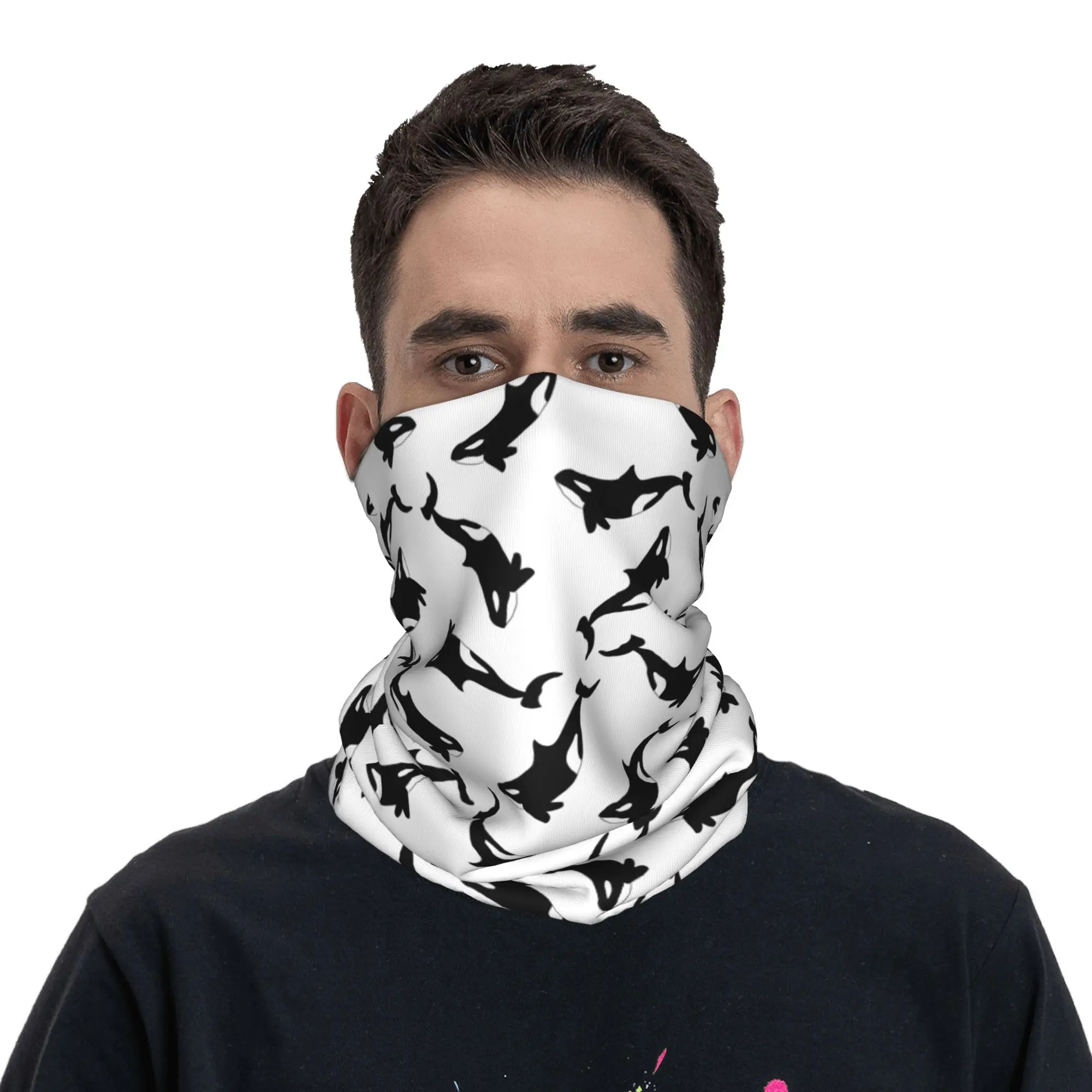 オルカキラーウォールバンダナネックカバープリントラップスカーフ多機能ヘッドバンドサイクリング男性女性大人冬