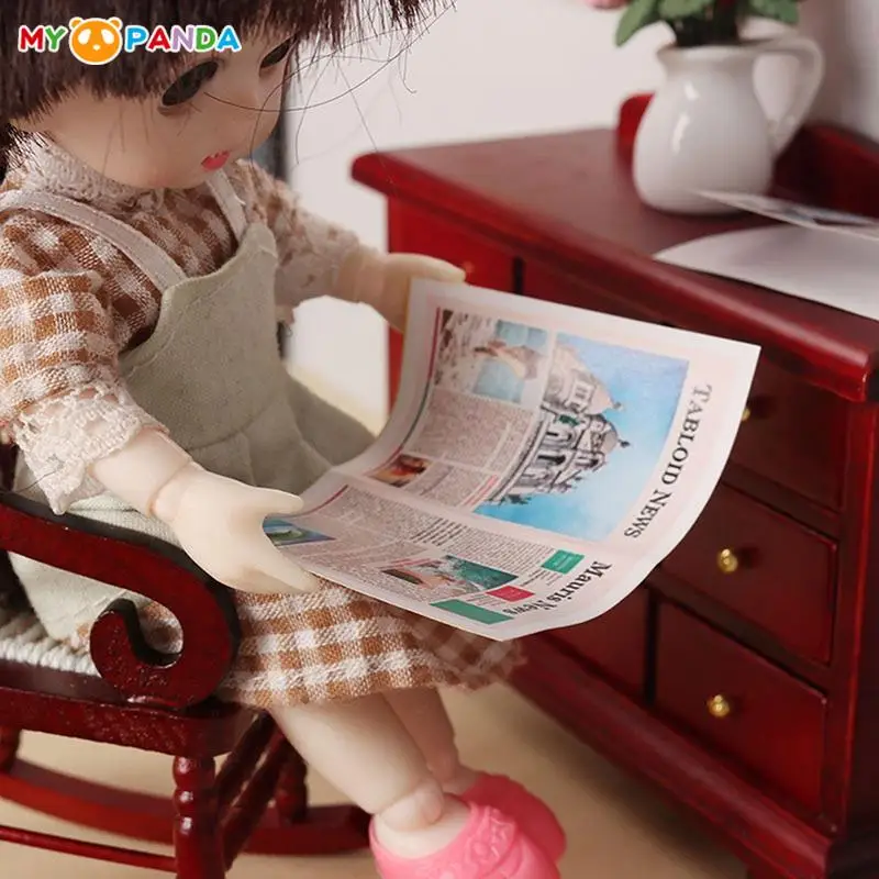 9Pcs/set 1:12 Dollhouse Miniature Colored Newspaper Magazine Model Dolls House Living Scene Decor Toy Doll House Accessories