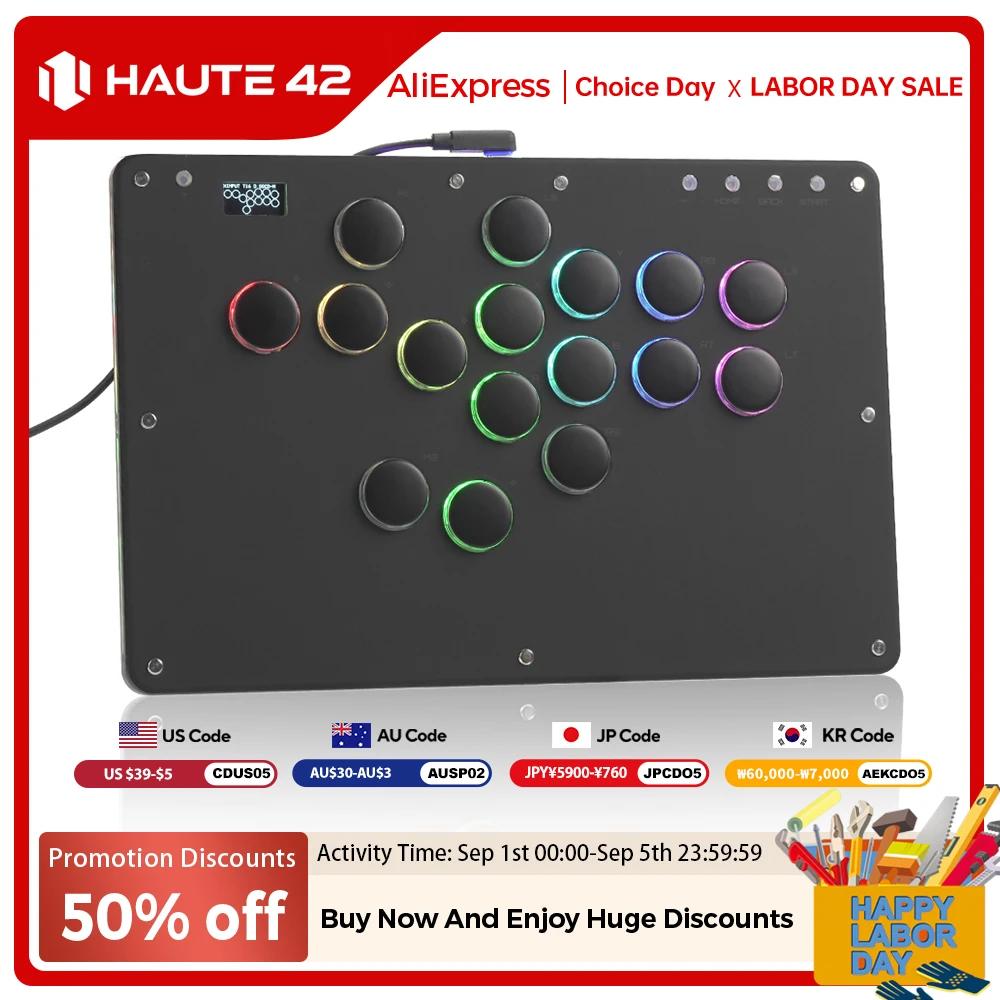 

Haute42 Hitbox Leverless Controller Stickless Arcade Stick For PC/ PS4/PS5 / Arcade Controller For Switch Hitbox fightstick