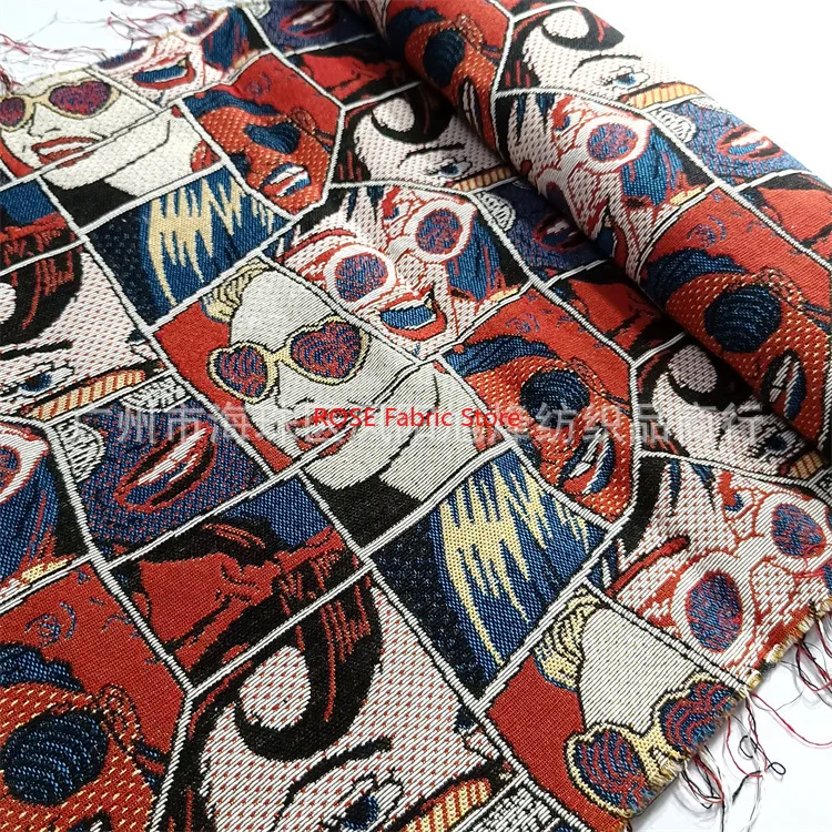 Cartoon jacquard thick fabric for autumn and winter jackets, men's clothing, coats, designer fabrics, bags, hats DIY fabrics