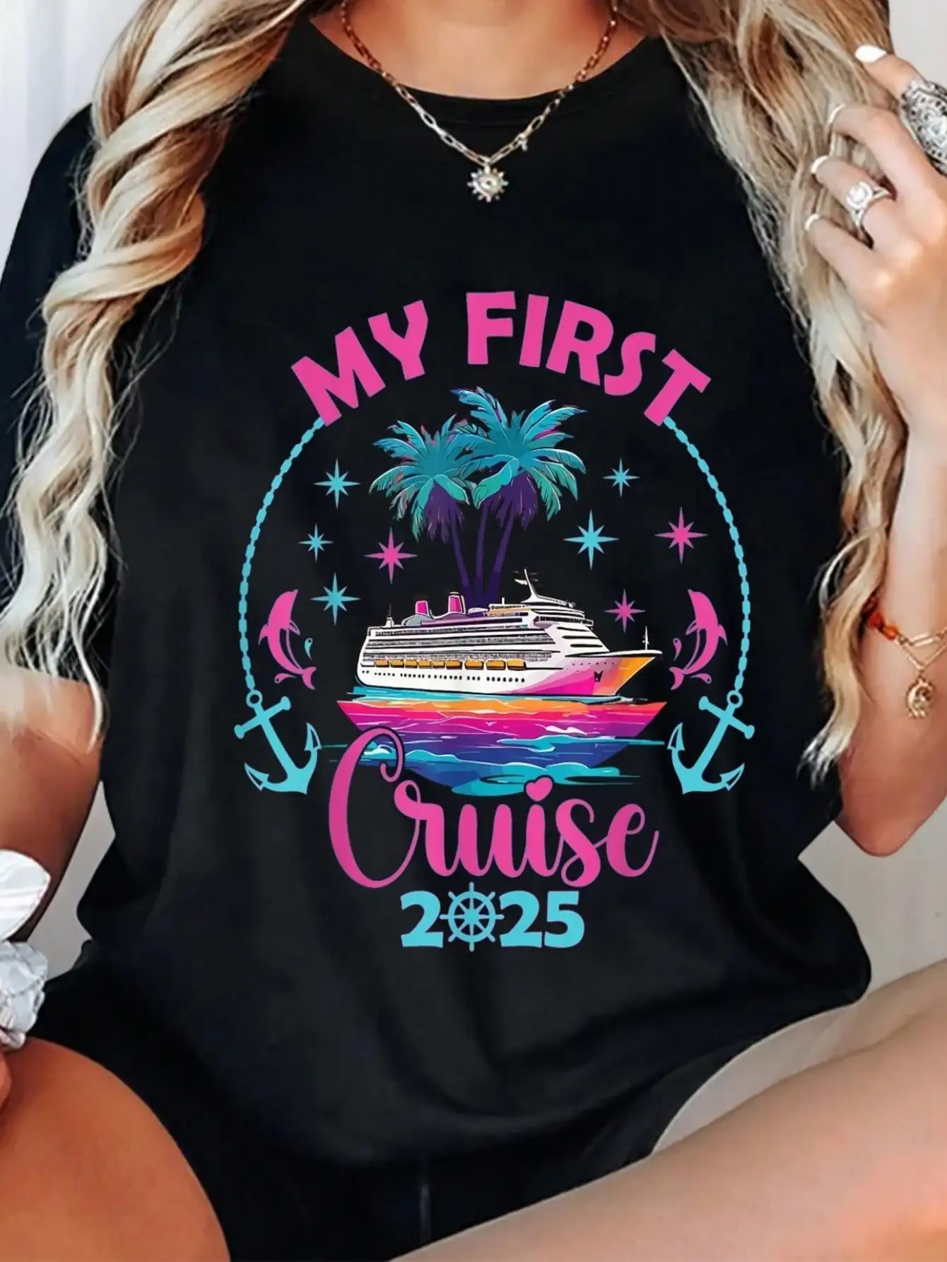 

My First Cruise 2025 Family Vacation Cruise Ship Travel T-Shirt Women'S Men Graphic Tee