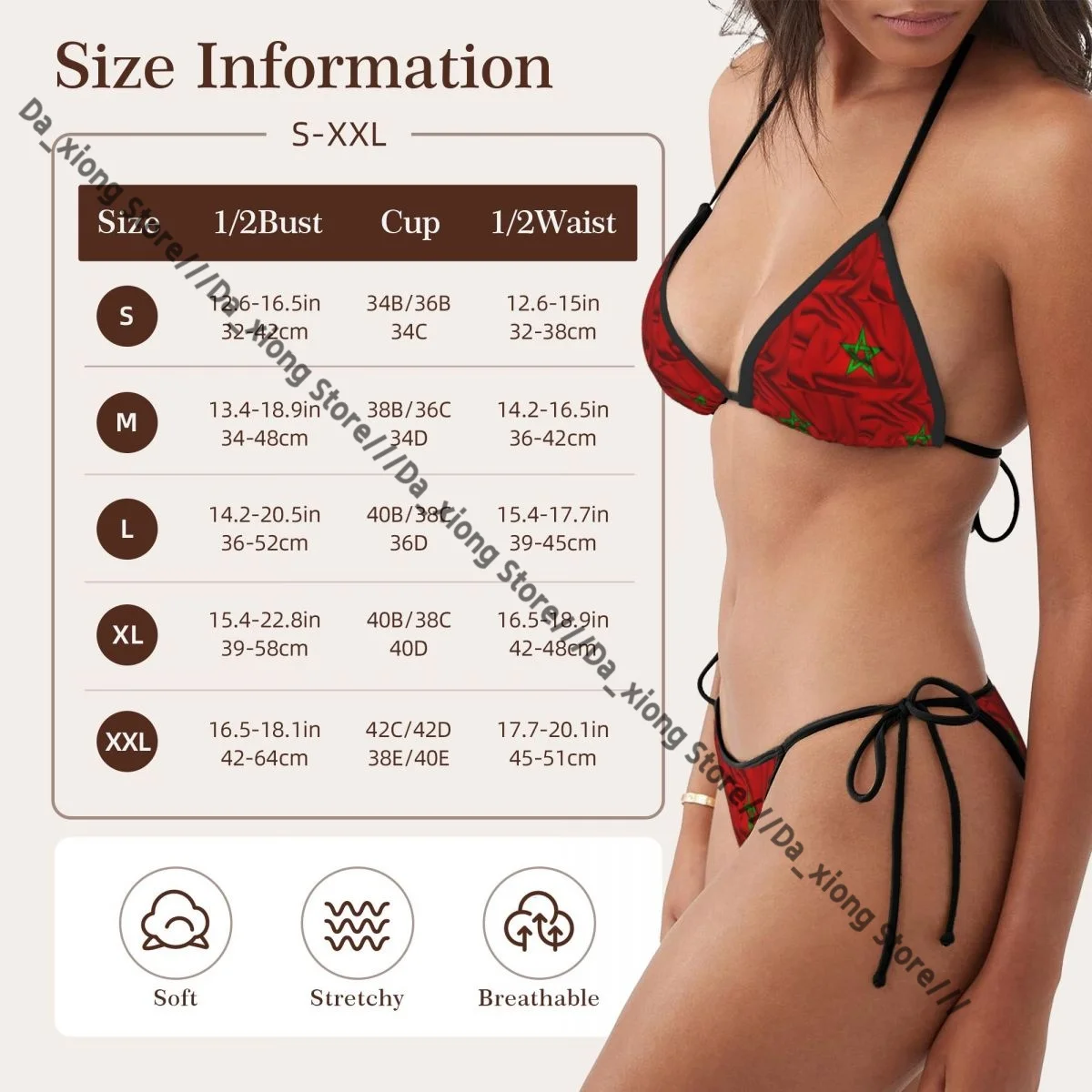 Woman Swimwear Thong Bikini Set Sexy Swimsuits National Flag Of Morocco Bathing Suits Triangle Bandage Female Beachwear