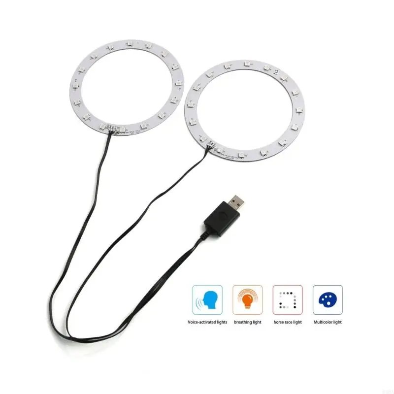 E8BA LED Light Mood Light Circle 12 Effets colorés Connexion USB contrôlée par voix pour P5 / 5P / P5 Host