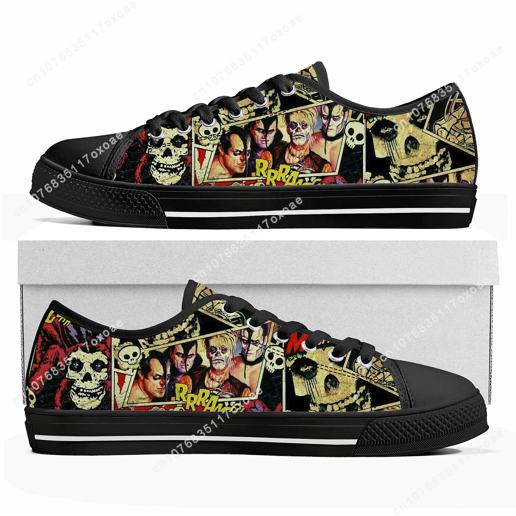 Misfits Skull Shoes Low Top Sneakers Mens Womens Teenager High Quality Canvas Sneaker couple Casual Shoes Customize DIY Shoe