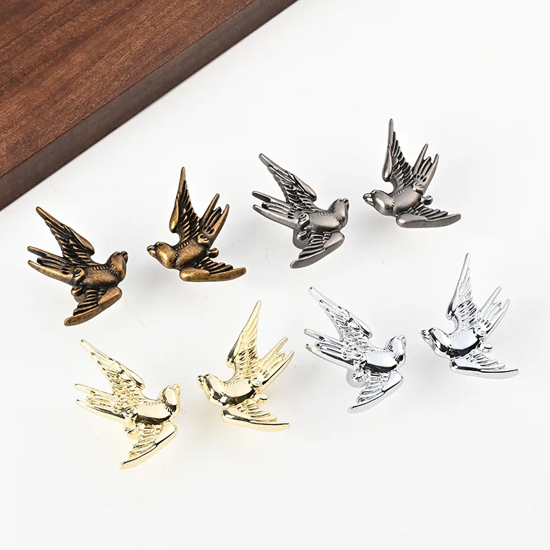 WV Vintage Style Creative Little Swallow Single-Hole Zinc Alloy Small Handle Multi-Color Cabinet Door Hardware